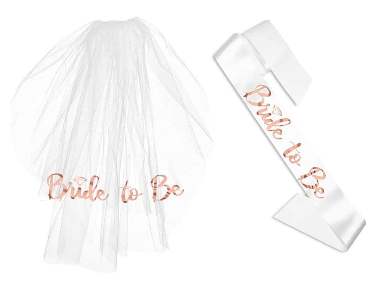 Bubbles & Confetti Bachelorette Sash & Veil | Premium Bride to be Sash | Rose Gold Veil with Comb | Bridal Shower Supplies & Party Decoration Kit | Engagement Favors Accessories | Wedding Bridal Gift