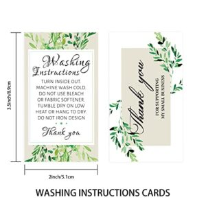 PLIGREAT 120 Pcs Clothing Washing Instructions Cards for Shirts, Tshirt Washing Instruction Care Cards, Customer Directions Card Thank You Cards Package Insert Card for Small Business Clothes Shop