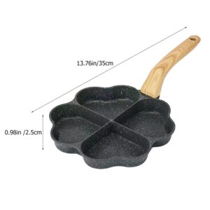 Hemoton Egg Frying Pan Heart Shape Aluminum Omelet Pan Fried Egg Pan Skillet with Wooden Handle Pancake Pan Non Stick Egg Cooker Pan for Breakfast, Pancake, Hamburger, Sandwiches