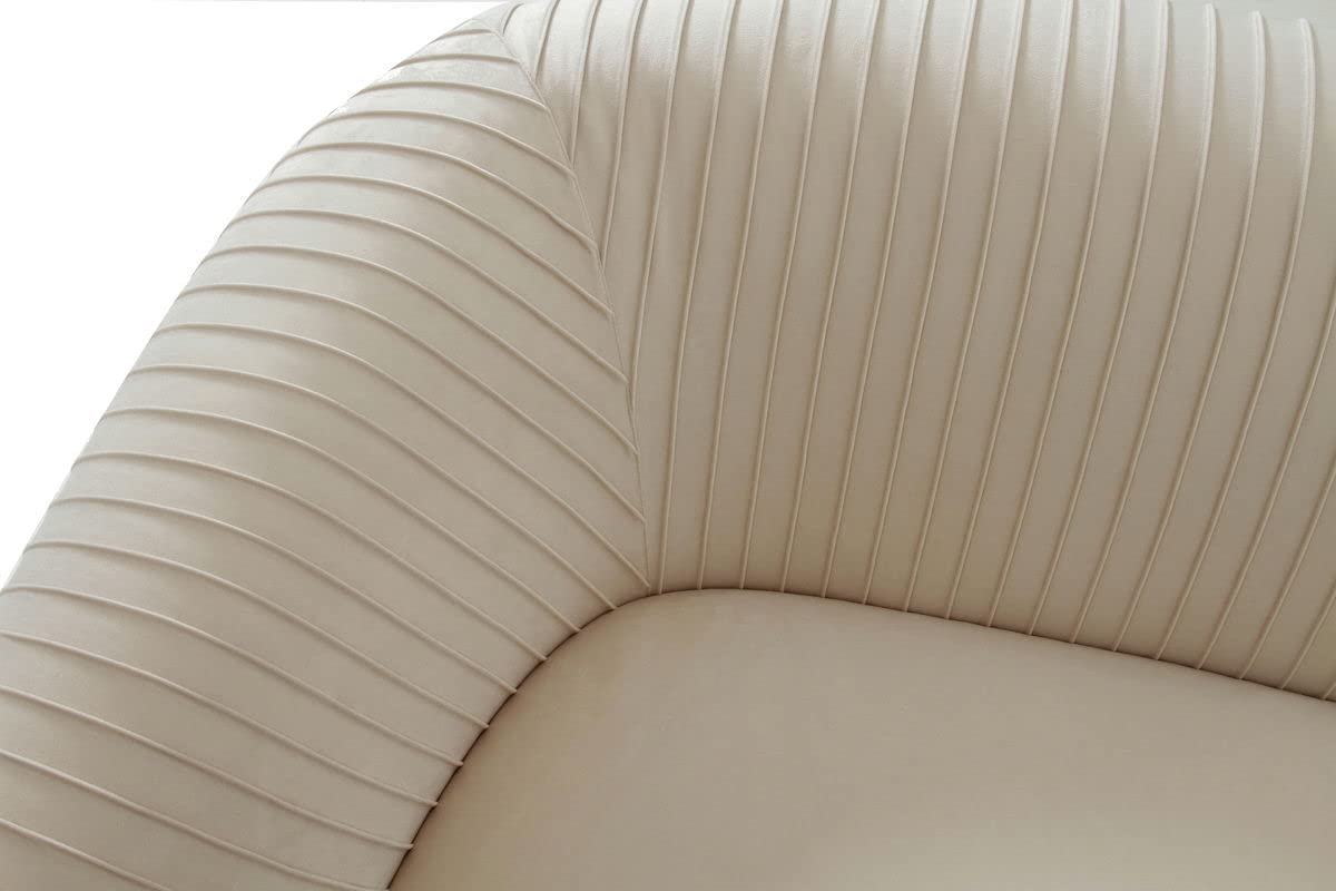 TOV Furniture Yara 31.3" H Velvet & Pine Wood Loveseat in Pleated Beige