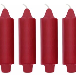 4 Pack Coach Candles Unscented 5" x 1.5" with 7/8" Base To Fit Traditional Candle Holders Including The Booklet "Candle Factoids Trivia & Safety Guidelines" Made In The USA (Red)