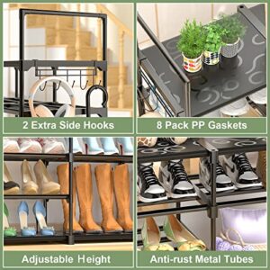 Kottwca Large Shoe Rack Organizer, 4 Row 8 Tier Shoe Storage Shelf for Closet Entryway Garage, Metal Free Standing Shoe Holder for 62-66 Pairs of Shoes, Sturdy Stackable Shoe Stand for Bedroom