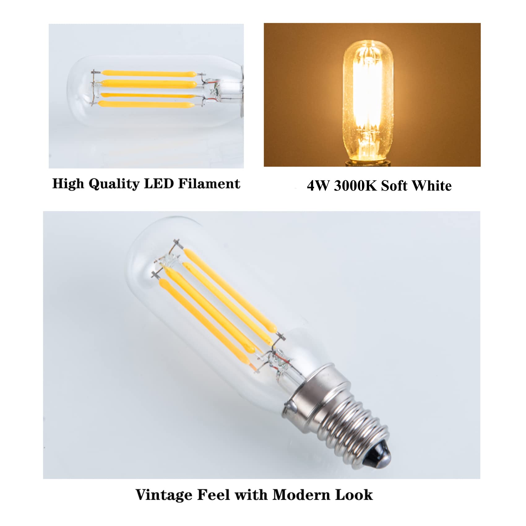 E14 LED Bulb Dimmable European Base E14 LED 40W 400LM E14 LED Dimmable Candelabra Soft White 3000K, Vintage 4W E14 LED Edison Light Bulb for Chandelier European Pendant Lighting, 6 Pack