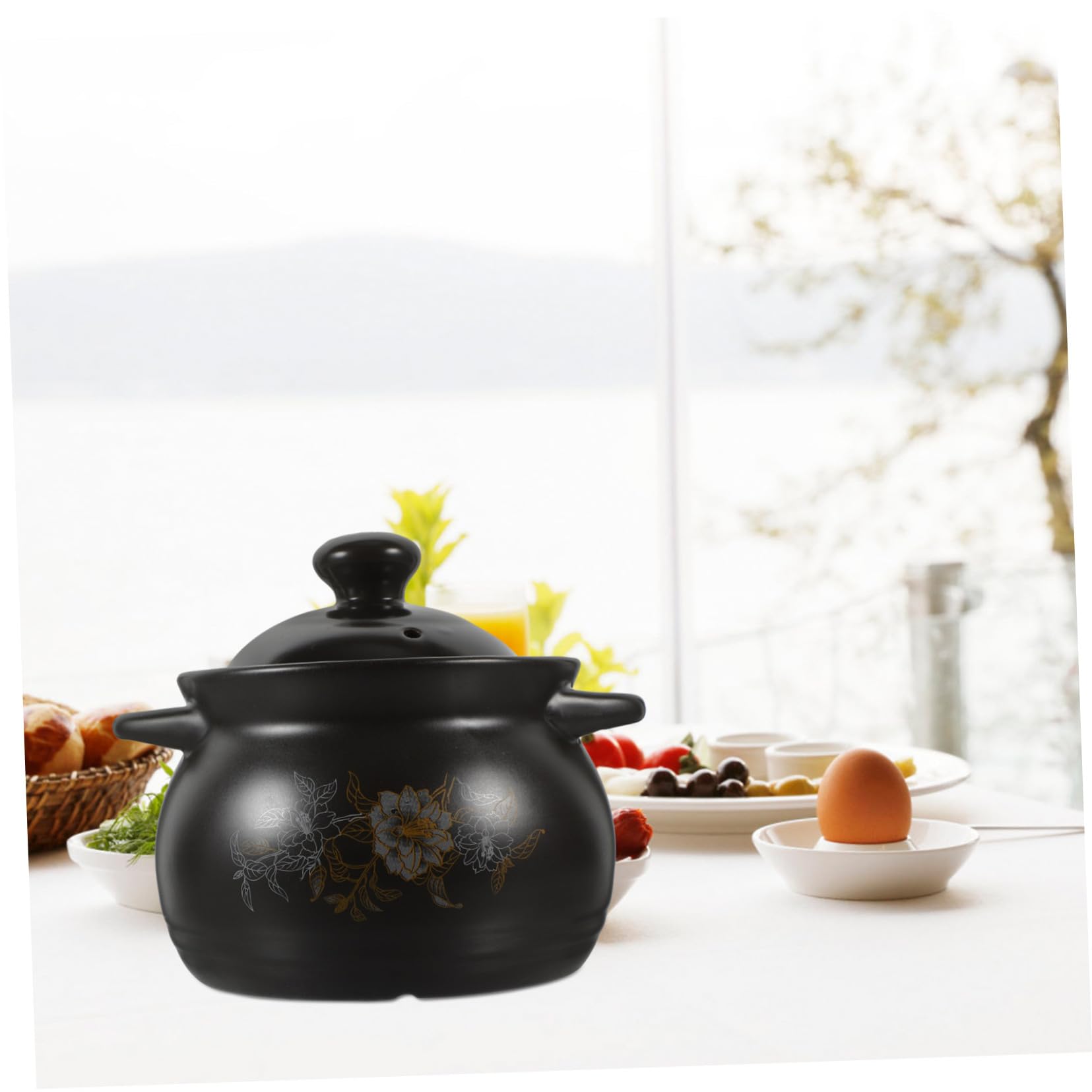 Hemoton Stew Pot Ceramic Stockpot, Ceramic Cooking Pot, Chinese Casserole Thickened Cooking Pot with Lid Chinese Stock Pot Large Soup Stock Pot (1.8L/ 1.7QT)