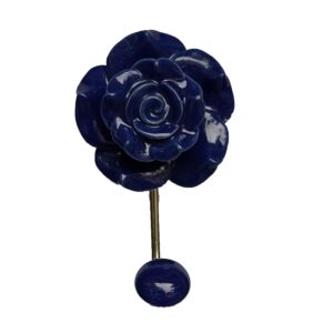 PARIJAT HANDICRAFT Hand Painted Beautifully Blue Colored Rose Design Ceramic Wall Hook Hanger Key Holder hat Clothes hangings Bath Towel Hook Hanger