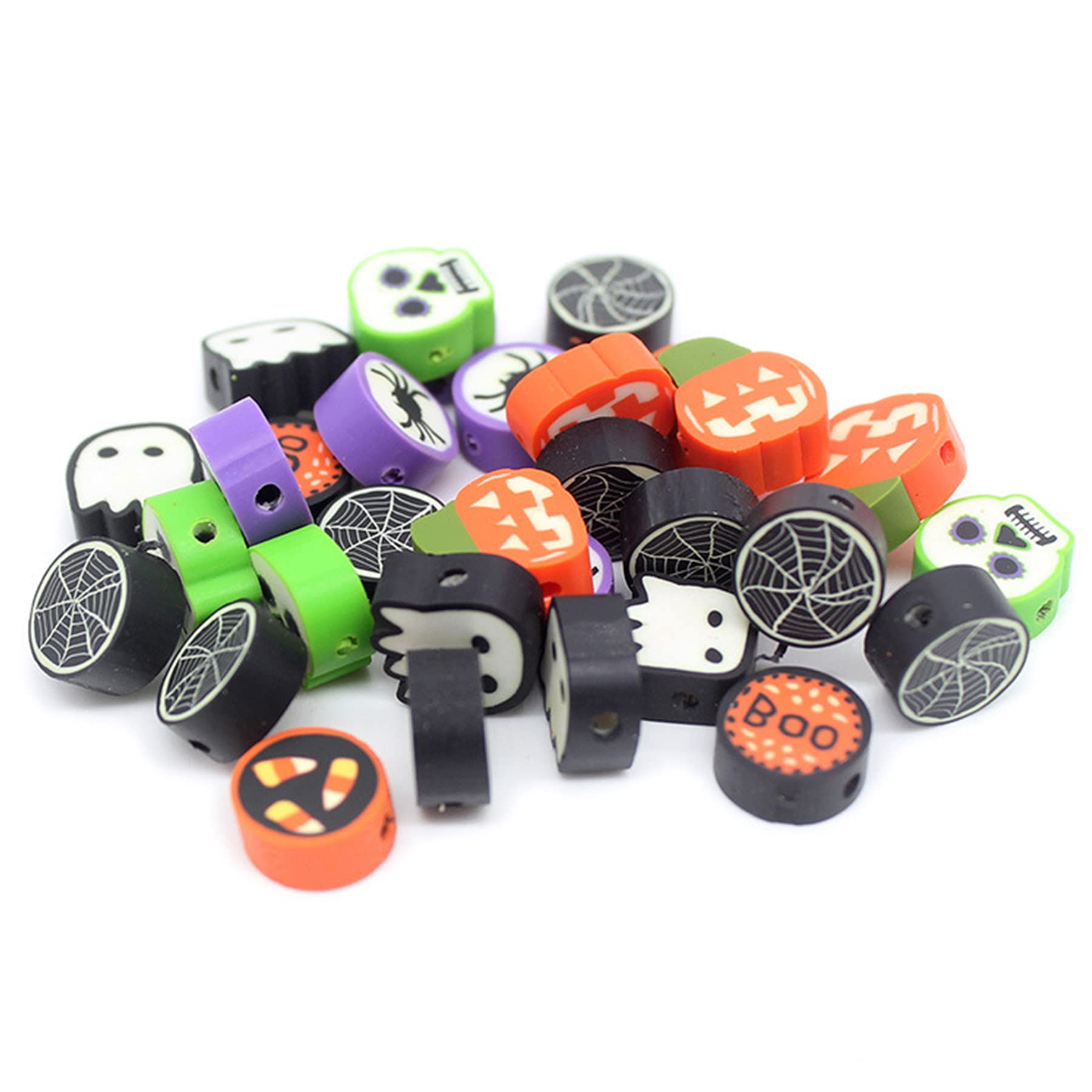 100 Pcs Halloween Polymer Clay Beads Heishi Spacer Beads Supplies for DIY Bracelet Earring Necklace Jewelry Making