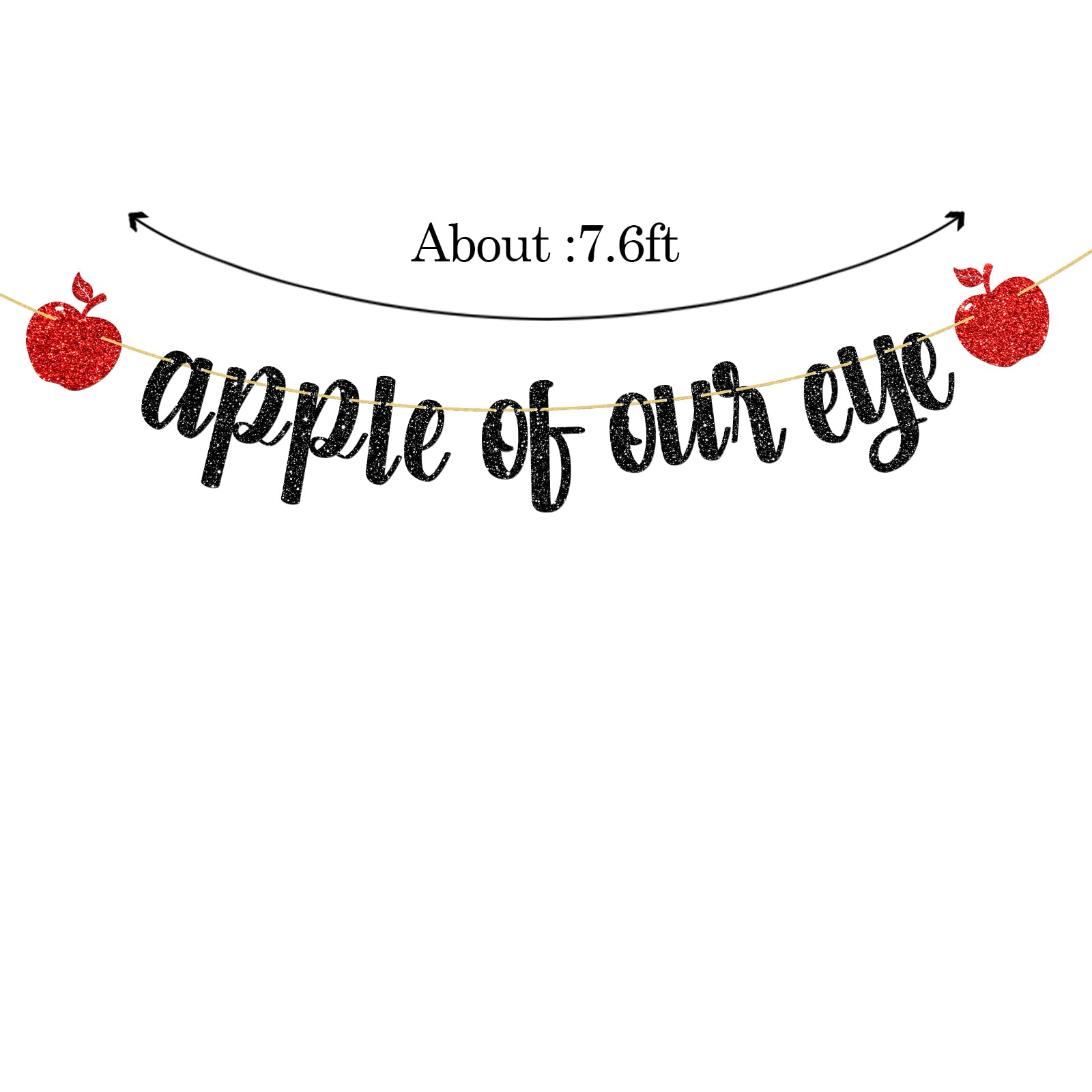 WeBenison Apple of Our Eye Banner/Fruit Apple Theme 1st Birthday Banner/Baby Shower/Wedding/Boys Girls Birthday Party Decoration Supplies Black Glitter