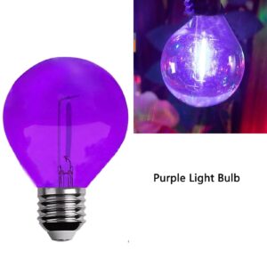 G40 Light Bulbs Replacement Purple 1W Shatterproof Plastic LED Globe Bulbs G40 LED String Lights Replacement Bulb E12/C7 Candelabra Base for Indoor Outdoor Patio String Lights,15 Pack(Purple)