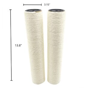 SHENGOCASE 4-Pack Cat Tree Replacement Post 13.8" L, 3.15" Ø Pole with M8 Bolt, Cat Tower Relacement Post, DIY Cat Scratching Post Replacement Part Pole