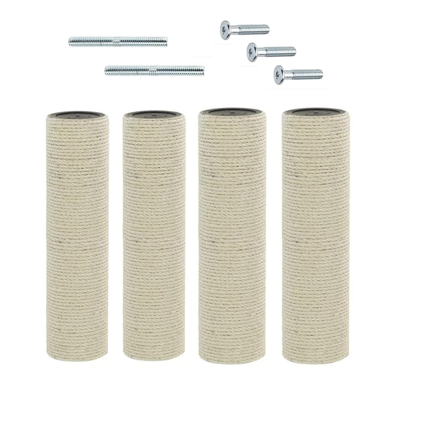 SHENGOCASE 4-Pack Cat Tree Replacement Post 13.8" L, 3.15" Ø Pole with M8 Bolt, Cat Tower Relacement Post, DIY Cat Scratching Post Replacement Part Pole