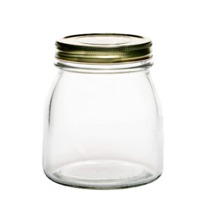 Amici Home Cantania Canning Jar, Airtight, Italian Made Food Storage Jar with Golden Lid. 27-ounce, set of 4, Clear