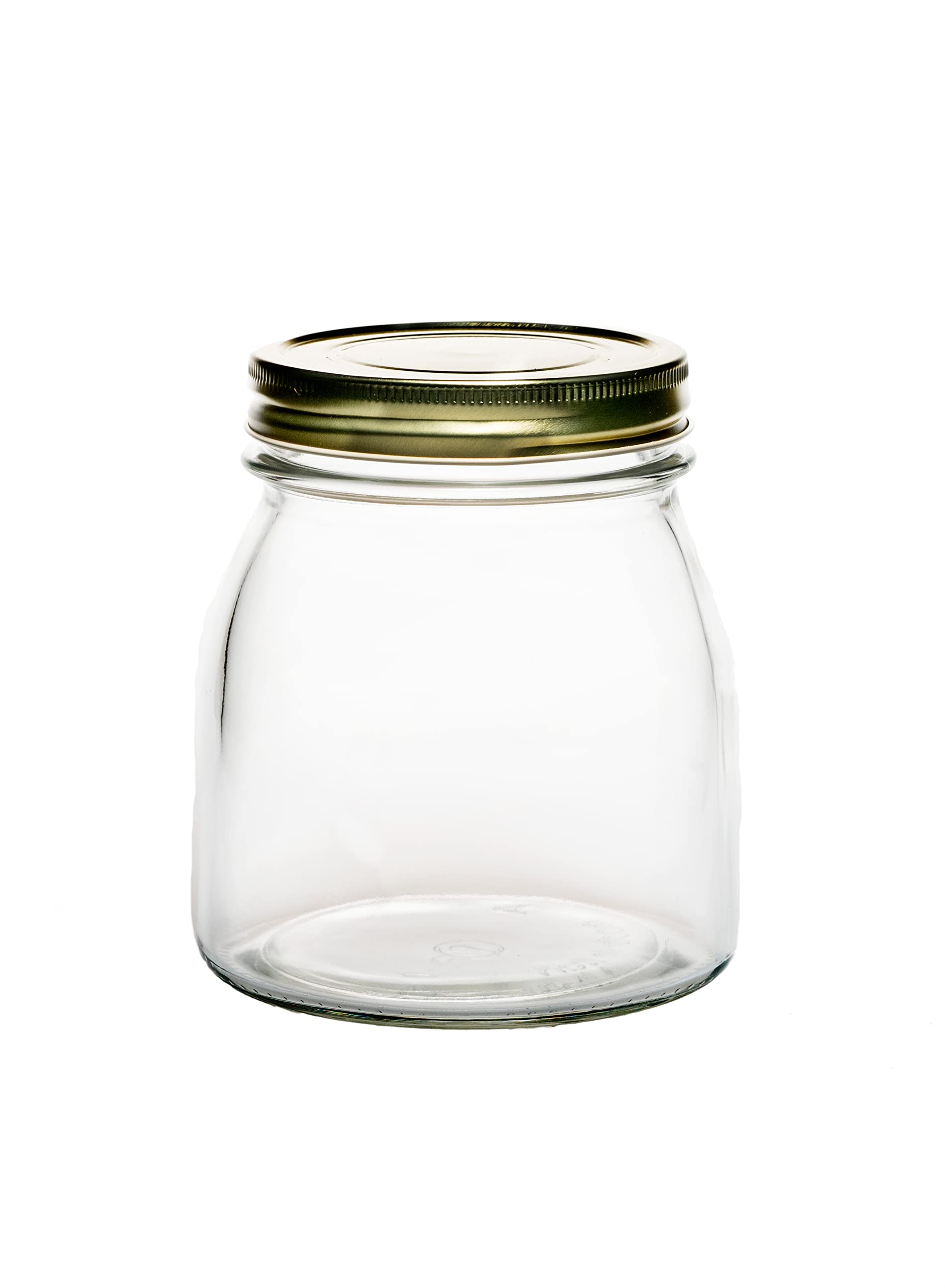 Amici Home Cantania Canning Jar, Airtight, Italian Made Food Storage Jar with Golden Lid. 27-ounce, set of 4, Clear