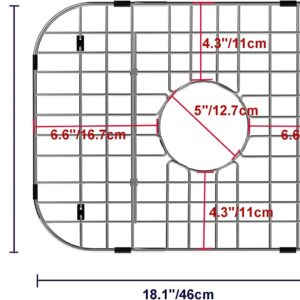 SANNO Kitchen Sink Grate Stainless Steel Sink Protector for Kitchen Sink, Grid Sink Protector Kitchen Sink Rack for Bottom of Sink,Center Drain,18" L X 13.4" W