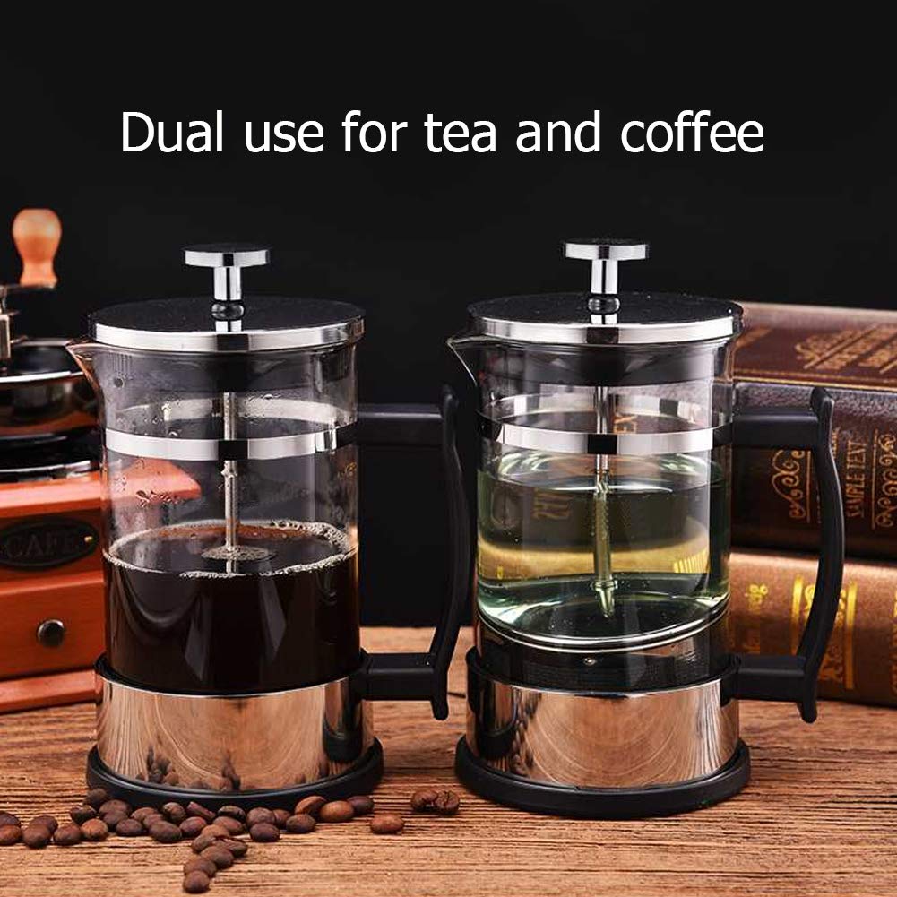 Joyzan French Press Coffee Maker, Stainless steel Coffee Pot Heat Resistant Cold Brew Tea Maker Thickness Borosilicate Glass Portable Small Filters Screen Kitchen Travel Camping Home Household Gift