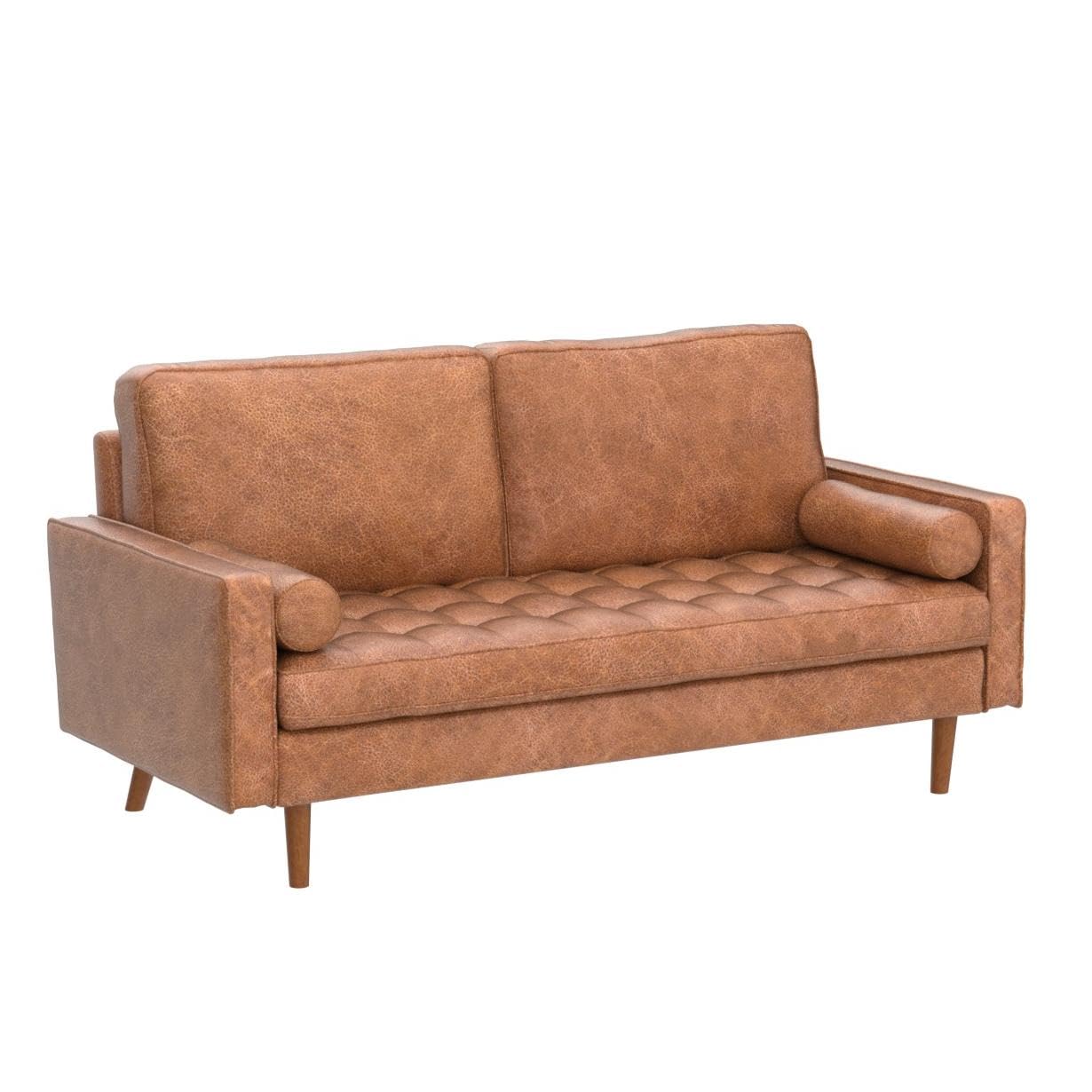 HOOOWOOO 70" Small Sofa Couch for Bedroom Mini Couch Bedroom Couch for Small Living Room Apartment Space,Light Brown