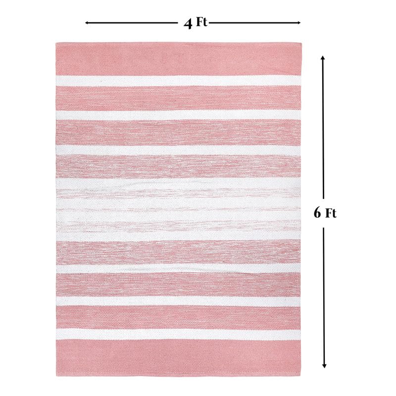 Lush Ambience Indoor Area Rug- Hand Woven, Environment Friendly, Machine Washable- Recycled Cotton Area Rugs 4x6 ft for Living Room, Dining Room, Kitchen, Bedroom, Porch - Avika Blush Pink