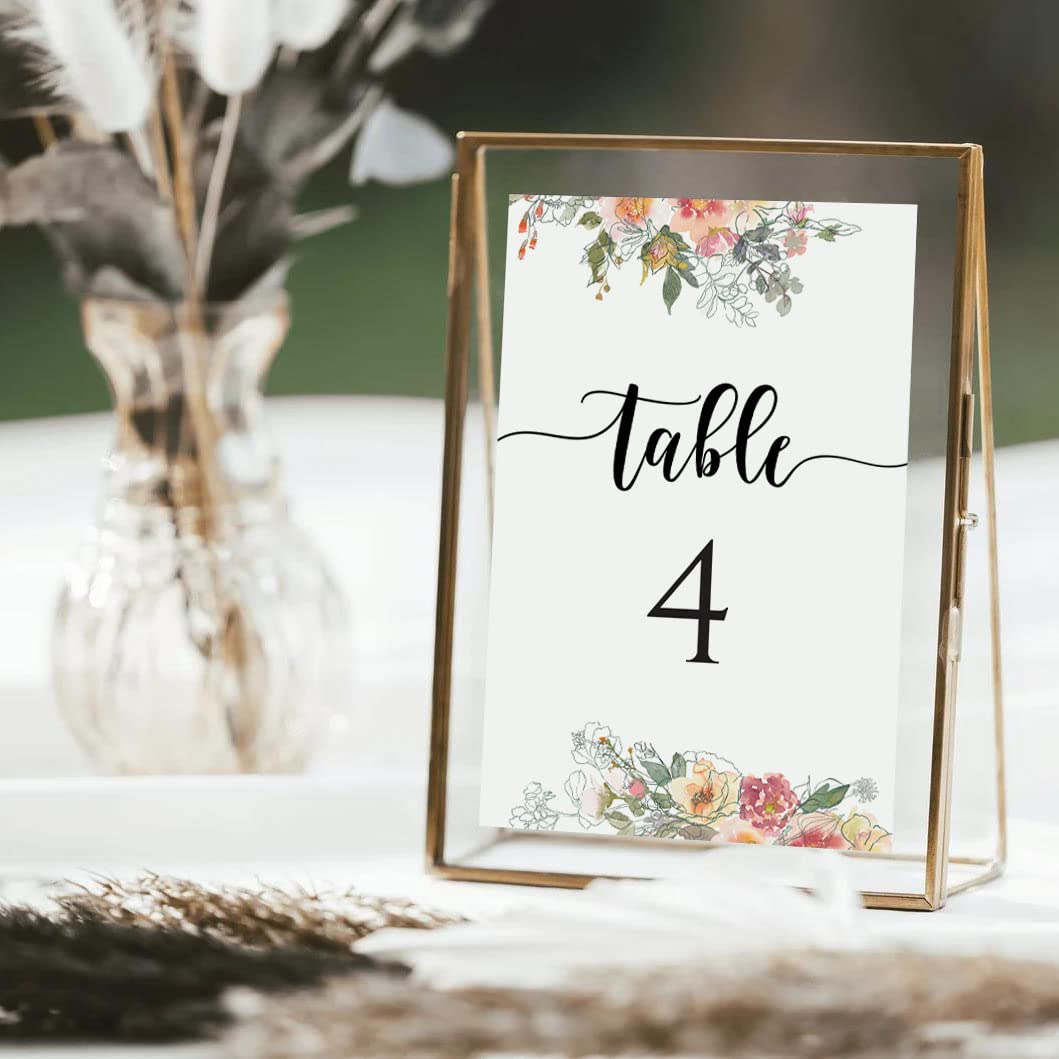 Wedding Table Numbers-Floral Table Numbers 1-30 for Wedding Reception, Double-Sided Table Number Cards Plus Head Table Card for your Wedding, Anniversary, Birthday Party or Celebration, 4"x6"