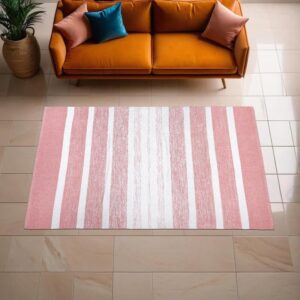 Lush Ambience Indoor Area Rug- Hand Woven, Environment Friendly, Machine Washable- Recycled Cotton Area Rugs 4x6 ft for Living Room, Dining Room, Kitchen, Bedroom, Porch - Avika Blush Pink