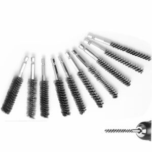 mikilikien stainless-steel bore brush for drill,wire brush set for power drill with 1/4-in hex shaft,metal cleaning brushes with stainless-steel bristles(10-size set)