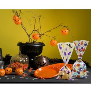 Hidreas 120 PCS Halloween Cellophane Bags Halloween Treat Bags with Ties for Candy Cookie Goodies Gift Favor Halloween Party