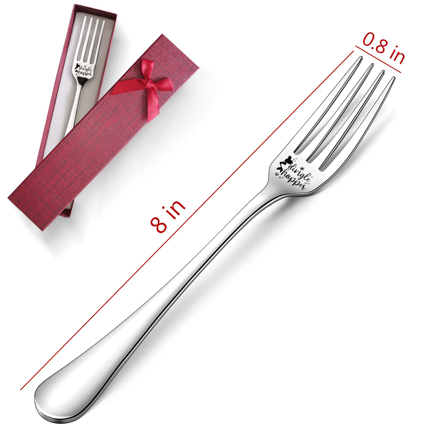 PZJIEAN Dingle Hopper Funny Engraved Stainless Steel Fork, Dinner Dessert Fork with Gift Box, for Friends, Sister, Kids, Girls, Women, Birthday Christmas Gift