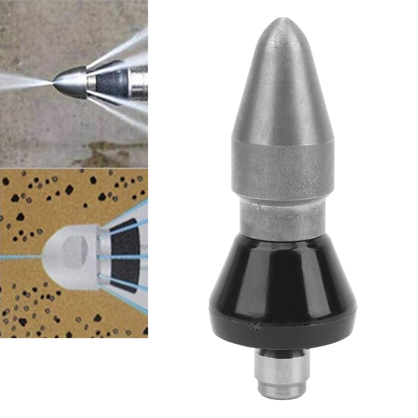 Rankomu Sewer Jetter Nozzle, Pipe Dredging Nozzle 1/4in Drain Outlet Cleaning Quick High-Pressure Cleaner Nozzles for Pipeline (big pointy)