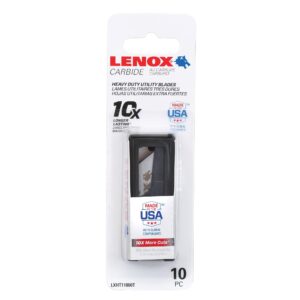 LENOX Utility Knife Blades, 10 Carbide Blades, 3/4 Inch, Foldable and Portable, Storage for Blades (LXHT11800T)