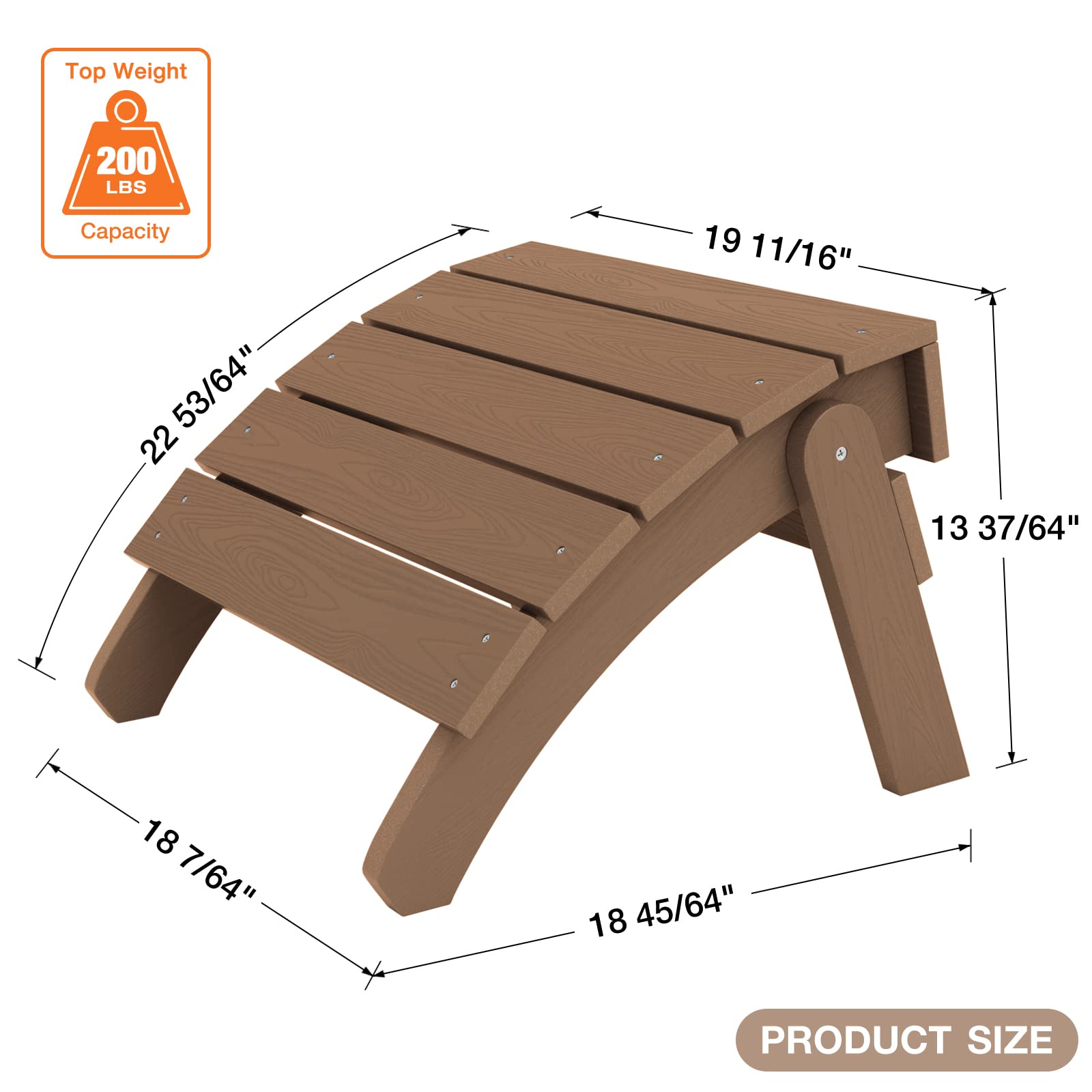 YEFU Adirondack Ottoman, Patio Foot Rest, Adirondack Foot Rest (2-Piece Folding Adirondack Ottoman, Teak)