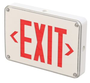 garrini led exit sign red letter with backup battery suitable for wet location waterproof single double faces, 120/277v,commercial grade,fire resistant ul certified msu