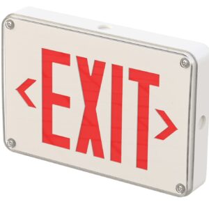 Garrini LED Exit Sign Red Letter with Backup Battery Suitable for Wet Location Waterproof Single Double Faces, 120/277V,Commercial Grade,Fire Resistant UL Certified MSU