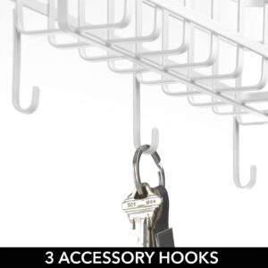 mDesign Metal and Bamboo Wall Mount Mail and Key Holder, 5 Hooks, Hanger Rack Shelf for Entryway, Mudroom, Kitchen, Hold Letters, Magazines, Coats, Umbrellas, Yami Collection, Matte White/Natural