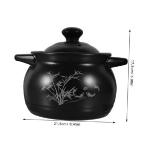 Hemoton Stew Pot Ceramic Stockpot, Ceramic Cooking Pot, Chinese Casserole Thickened Cooking Pot with Lid Chinese Stock Pot Large Soup Stock Pot (1.8L/ 1.7QT)