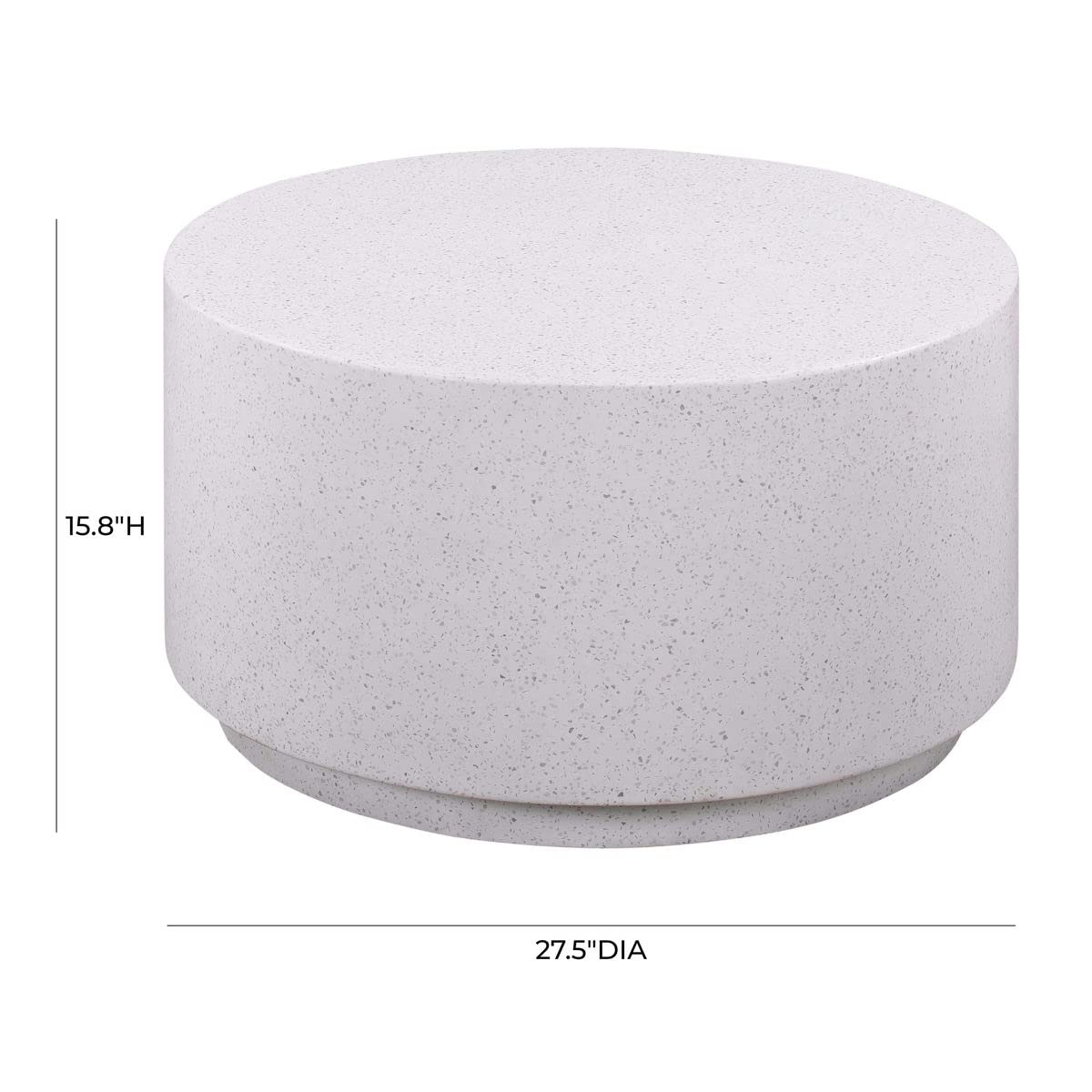 TOV Furniture Terrazzo 27.5" x 27.5" Transitional Light Speckled Concrete Stone Coffee Table, for Outdoor, in White & Gray Finish