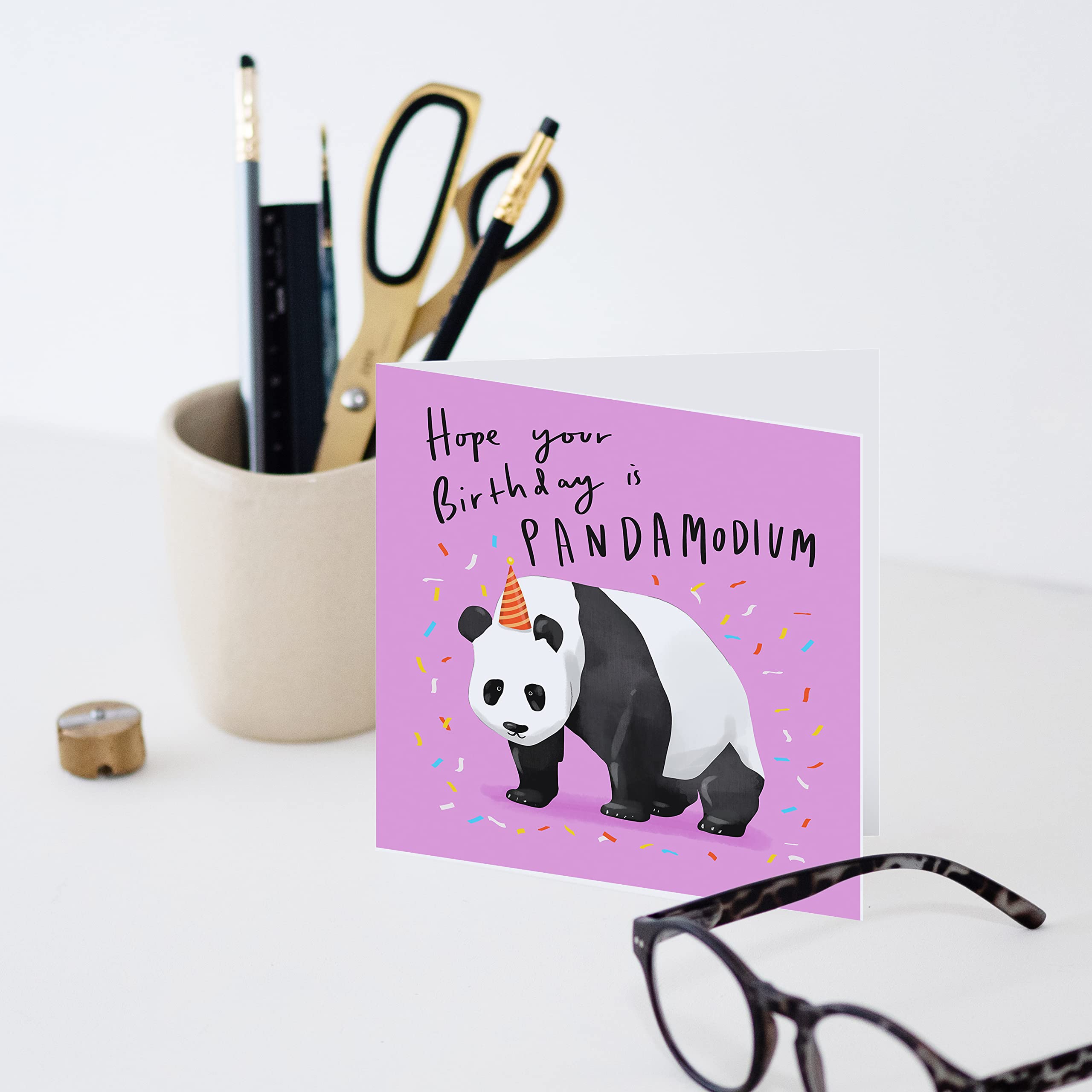 Old English Co. Cute Panda Birthday Card - Funny Animal Pun Greeting Card for Him and Her | For Son, Daughter, Mum, Dad | Blank Inside & Envelope Included