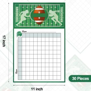 Zonon Square Game Sheet Posters Football Game Squares 100 Grids Score Record Posters Square Football Party Posters Sports Games Decorations for Football Match Party, 11 x 17 Inches (30 Pieces)