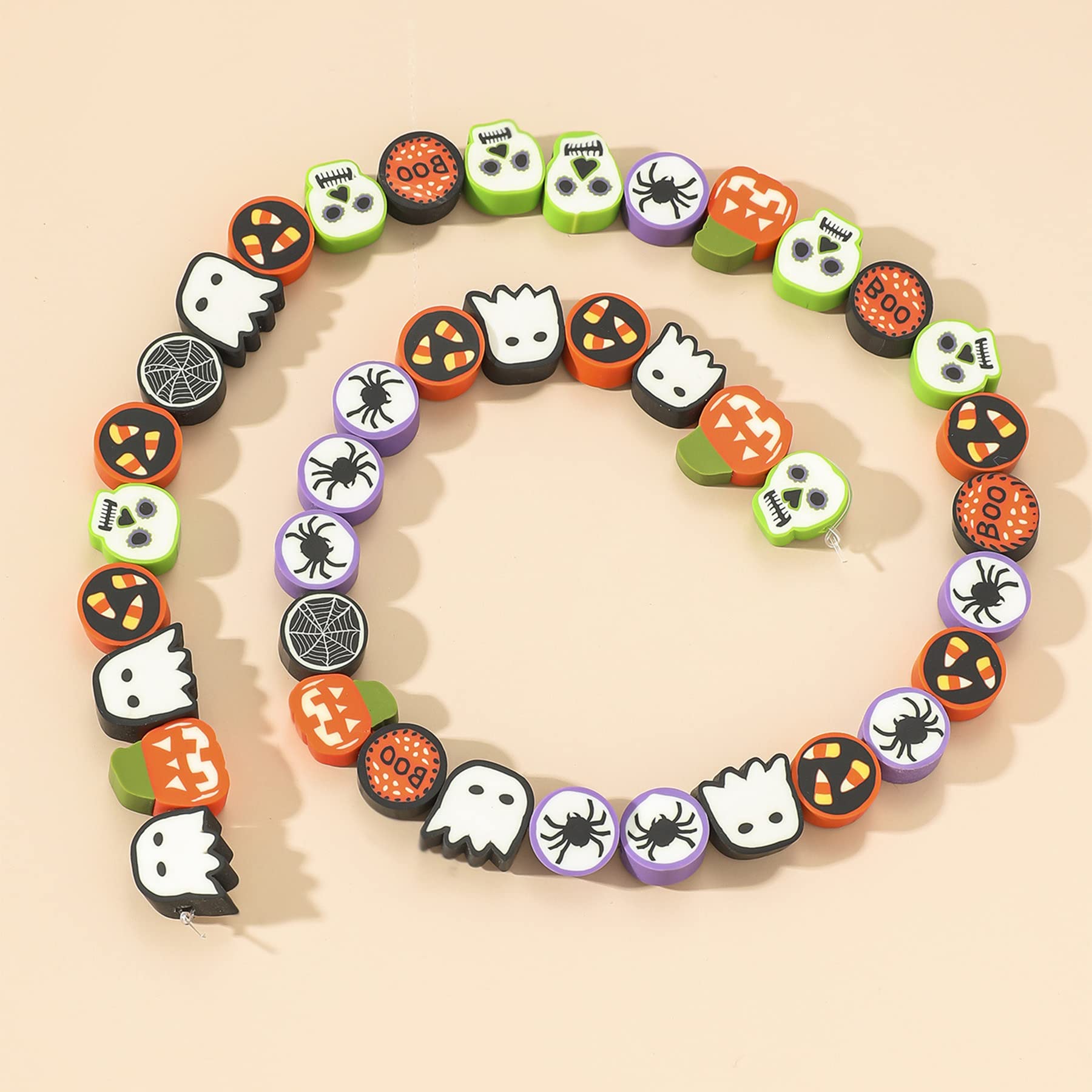 100 Pcs Halloween Polymer Clay Beads Heishi Spacer Beads Supplies for DIY Bracelet Earring Necklace Jewelry Making