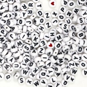 Melius Acrylic Letter Beads, 1450 Pcs 4x7mm Round Alphabet Beads in 28 Grid Box for Jewelry Making, DIY Bracelets, Necklaces, Key Chains, Bracelets (4x7mm, White)