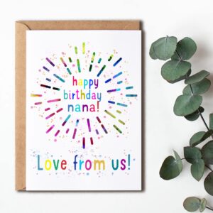 EruditeGifts Happy Birthday Nana Love From Us - Nana Birthday Card From Us Birthday Card For Nana - Birthday Card - Birthday Gift, 5 x 7 inches