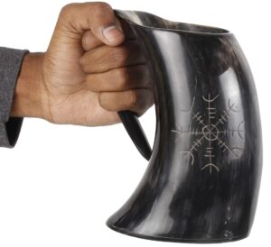 father's day gifts premium original viking drinking horn mug premium viking beer tankard | ideal for beer lovers-wine-mead & ale | nordic inspired drinking mug