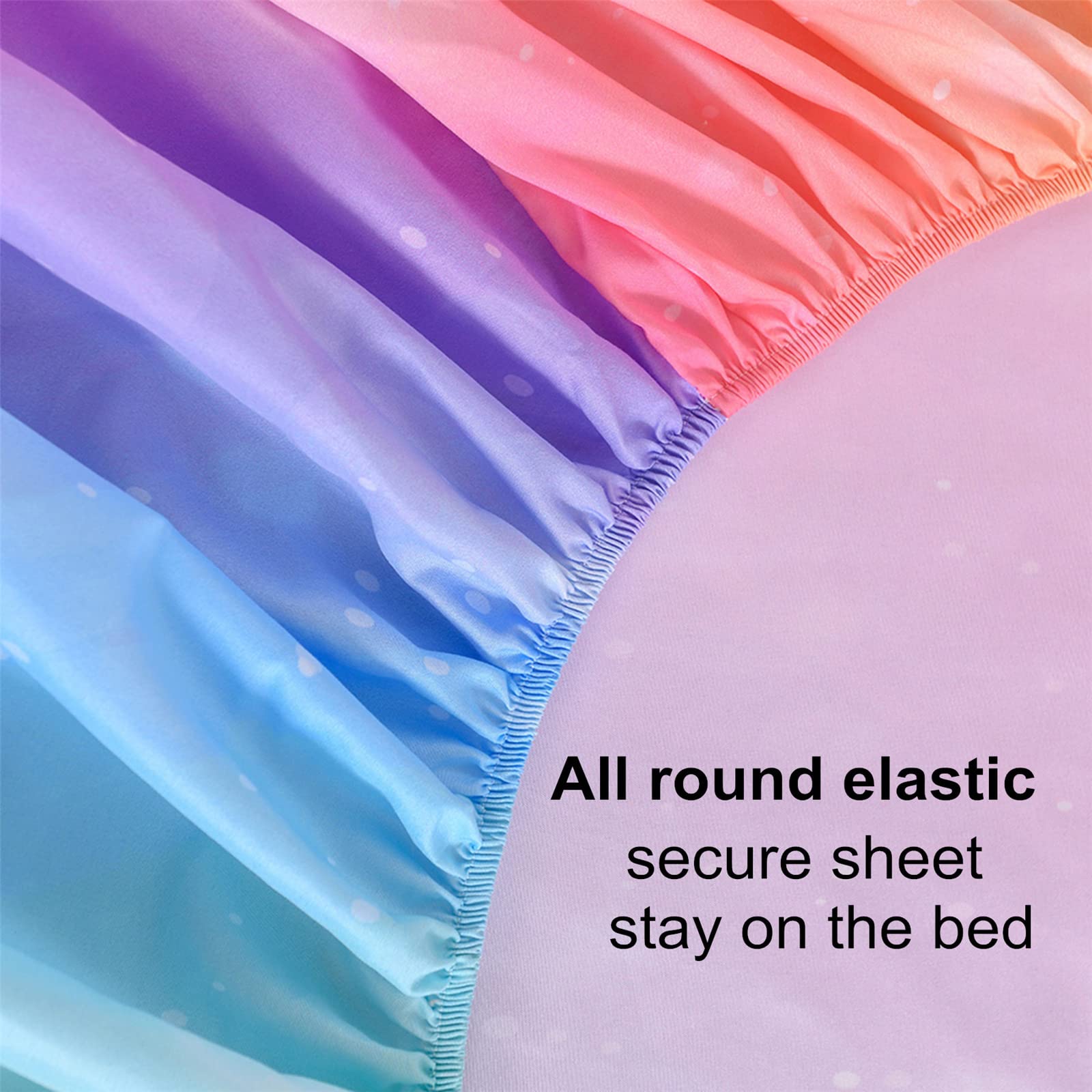 URLINENS Rainbow Sheets Twin Size 3 Piece, Tie Dye Pastel Girls Sheet Set for Kids Teens, Glitter Fun Girly Bed Sheets Soft Microfiber Rainbow Bedding Set 1 Fitted Sheet 1 Flat Sheet 1 Pillowcase