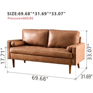 HOOOWOOO 70" Small Sofa Couch for Bedroom Mini Couch Bedroom Couch for Small Living Room Apartment Space,Light Brown