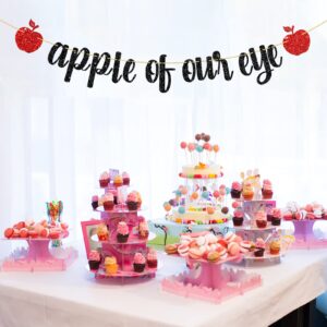 WeBenison Apple of Our Eye Banner/Fruit Apple Theme 1st Birthday Banner/Baby Shower/Wedding/Boys Girls Birthday Party Decoration Supplies Black Glitter