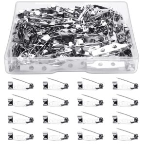 100 pcs bar pins backs safety clasp, locking pins silver brooch clasp pins bar jewelry pins for badges diy craft sewing baby shower wedding name tags (20mm)