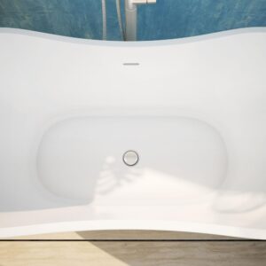 DreamLine Nile 59 in. L x 28 in. H Acrylic Freestanding Bathtub with Brushed Nickel Finish