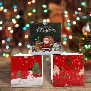 15 Pack Christmas Gift Boxes, Gift Boxes with Lids,Christmas Party Boxes with 3 Different Designs and Color,Christmas Boxes for Pastries, Candy, Holiday Bakery Treat and Party Favor 5 x 5 x 5 Inches