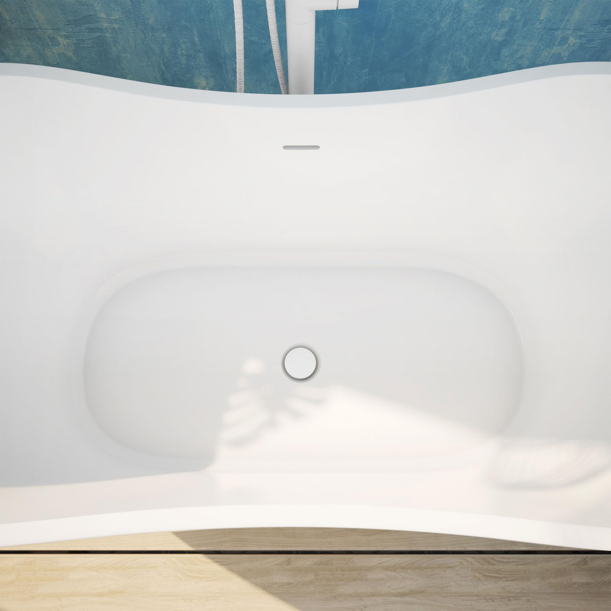 DreamLine Nile 59 in. L x 28 in. H Acrylic Freestanding Bathtub with White Finish