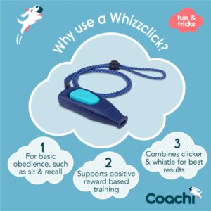 Coachi Whizzclick, 2-in-1 Combined Clicker and Whistle, Dog Training Whistle for Recall and Clicker Training for Rewarding, Adjustable and Reflective Lanyard, Suitable for Dogs and Puppies