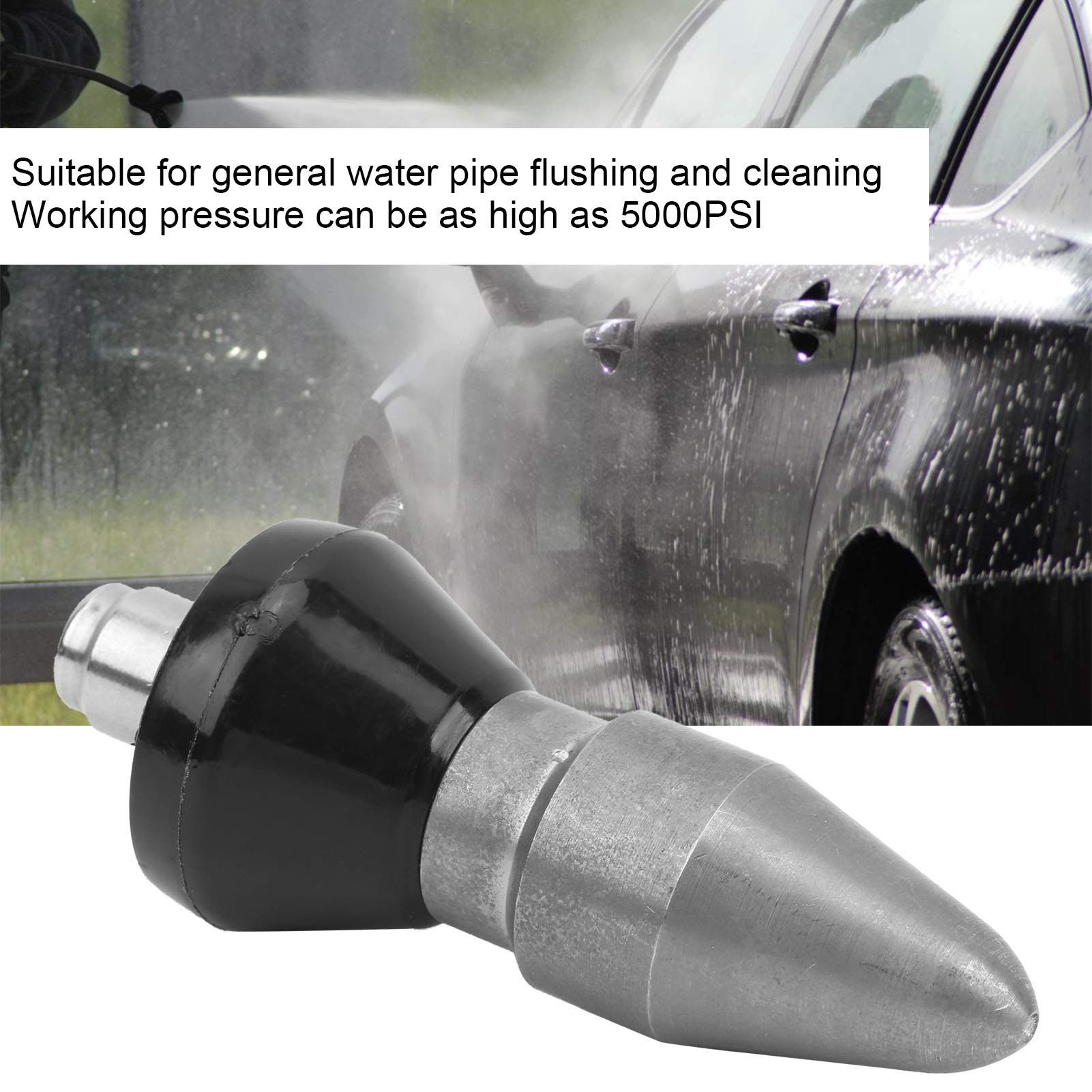 Rankomu Sewer Jetter Nozzle, Pipe Dredging Nozzle 1/4in Drain Outlet Cleaning Quick High-Pressure Cleaner Nozzles for Pipeline (big pointy)