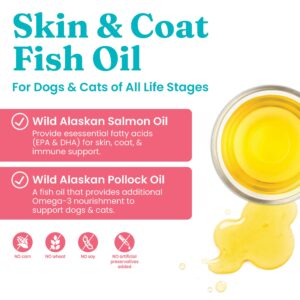 Solid Gold Fish Oil for Dogs & Cats - Wild Alaskan Salmon Oil for Dogs Skin and Coat Support - Omega 3 Pollock Oil Blend and Fatty Acids with EPA & DHA for Immune System Health - 16 oz Bottle