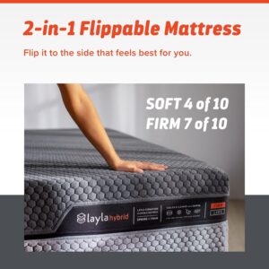 Layla 13” Hybrid Mattress, Flippable Between Firm & Medium Soft Comfort, Motion Minimizing (Queen)